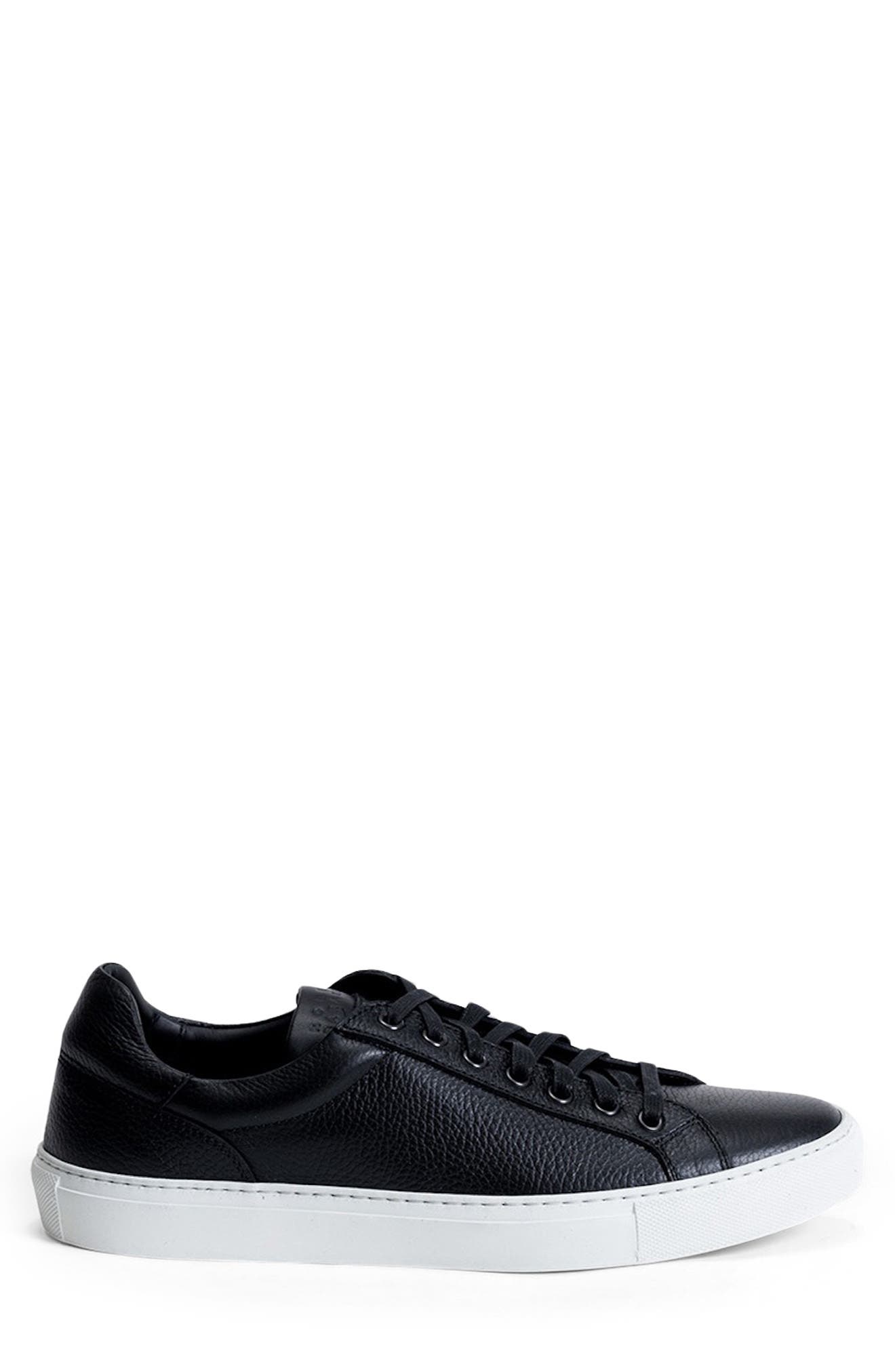 Robert Barakett Terrence Low Top Leather Sneaker, Alternate, color, Black