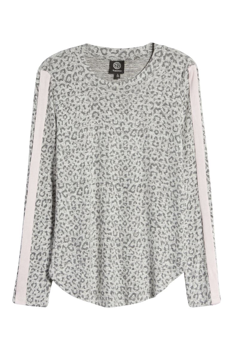 Cozy Athletic Tape Top, Alternate, color, HEATHER GREY LEOPARD