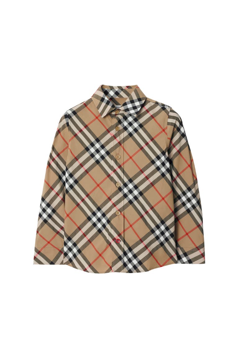 Check Cotton Shirt, Main, color, Sand beige