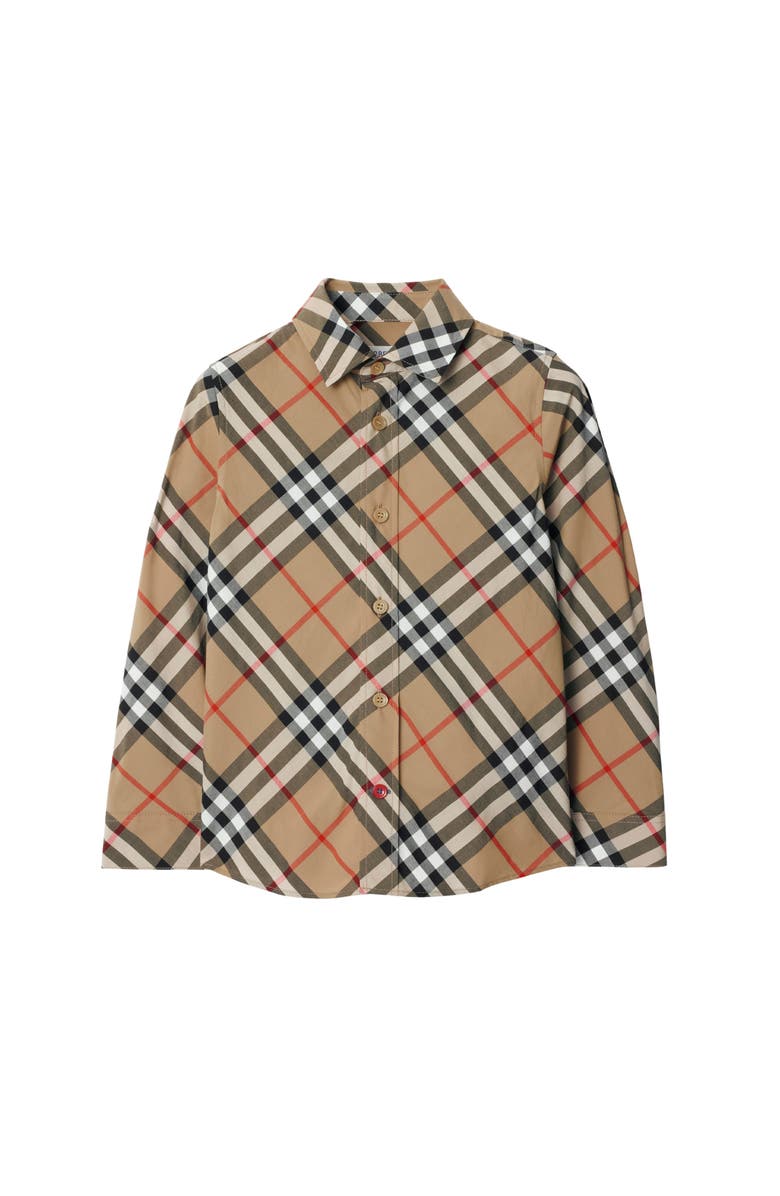 Burberry Check Cotton Shirt, Main, color, Sand