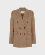 Really Wild Clothing Lennox Double Breasted Houndstooth Wool Blend Jacket