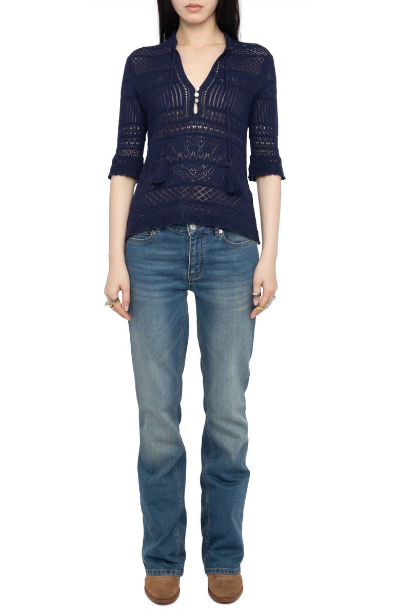 Zadig & Voltaire Open Stitch Shirt, Alternate, color, Marine