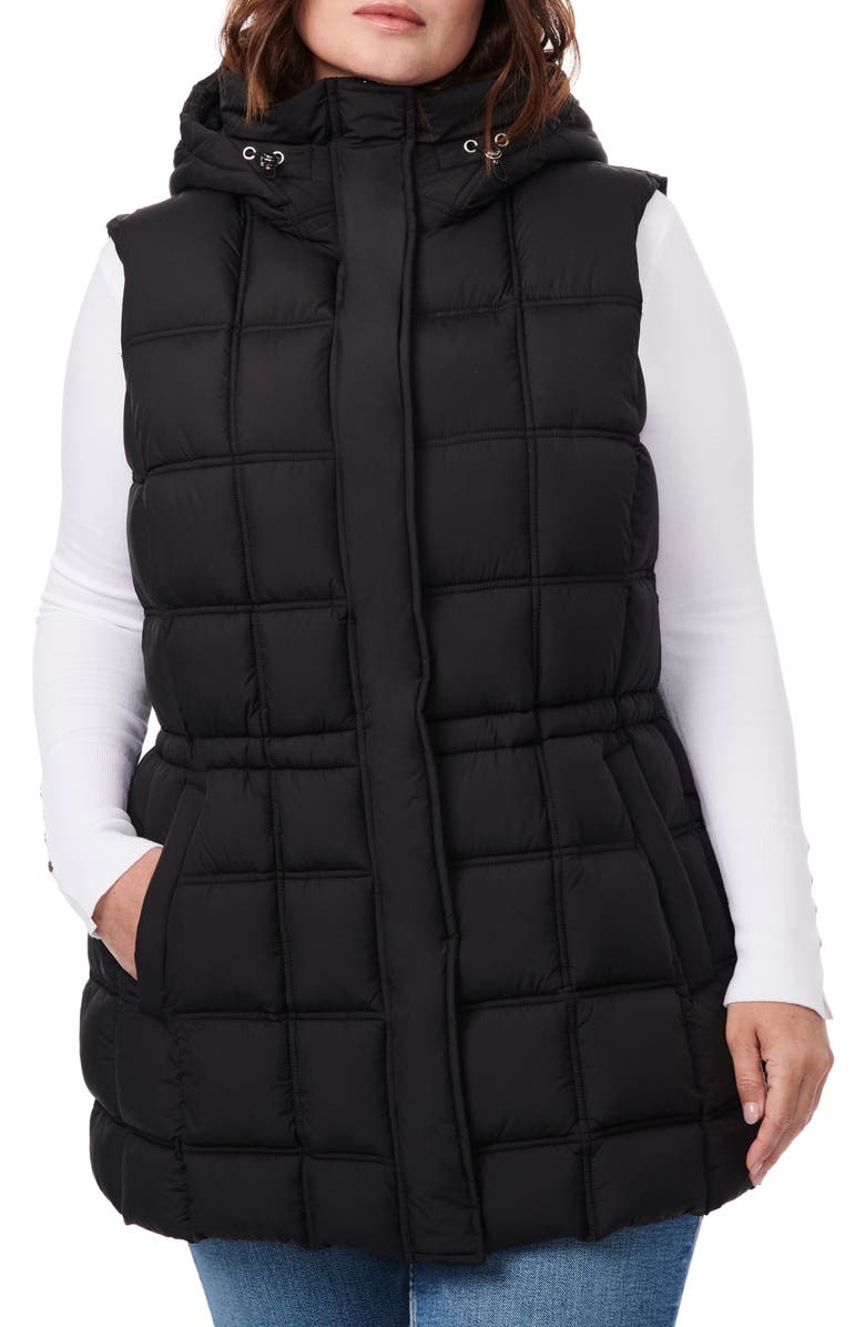 Bernardo Hooded Recycled Polyester Puffer Vest, Main, color, 