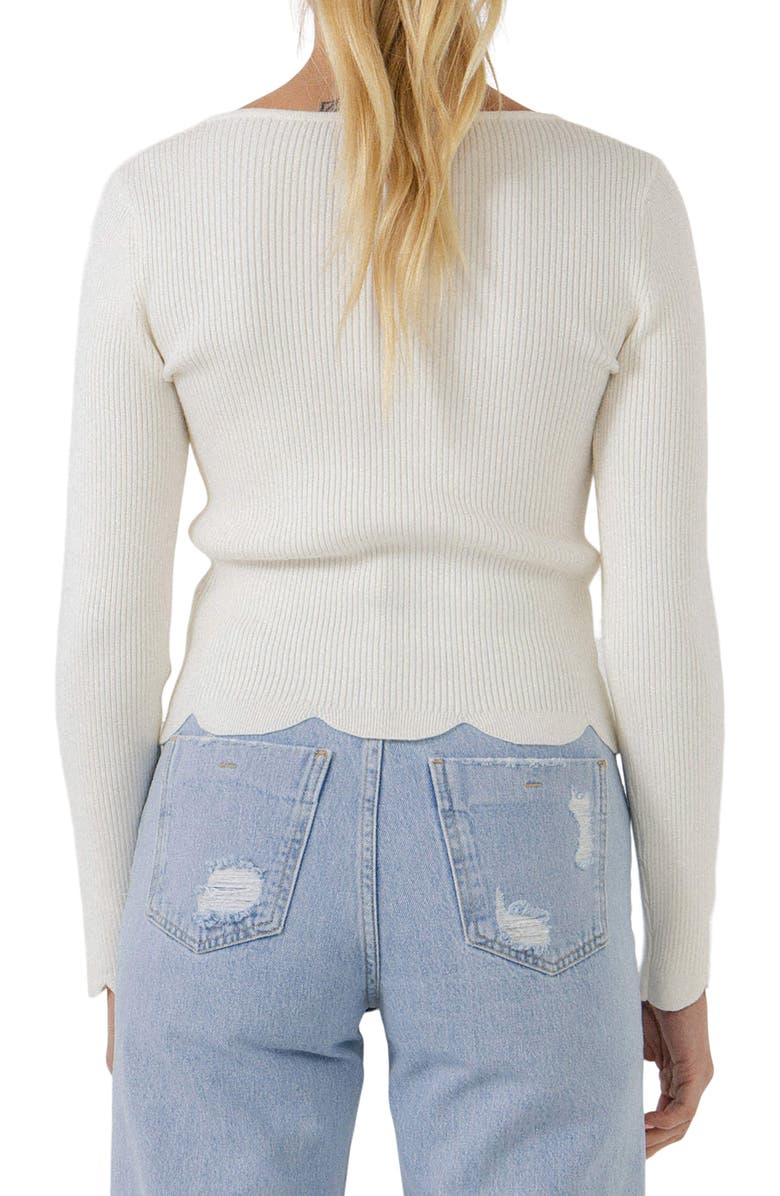 English Factory Scallop Hem Sweater, Alternate, color, White