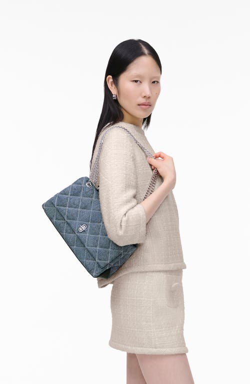 MARC JACOBS MARC JACOBS THE QUILTED DENIM DUAL CHAIN SHOULDER BAG