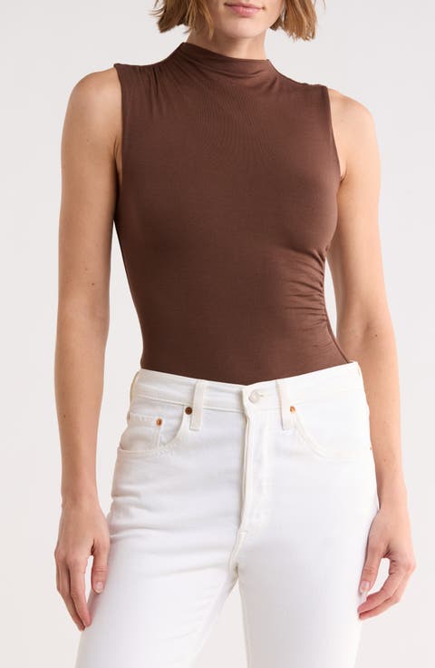 Side Cinched Mock Neck Top