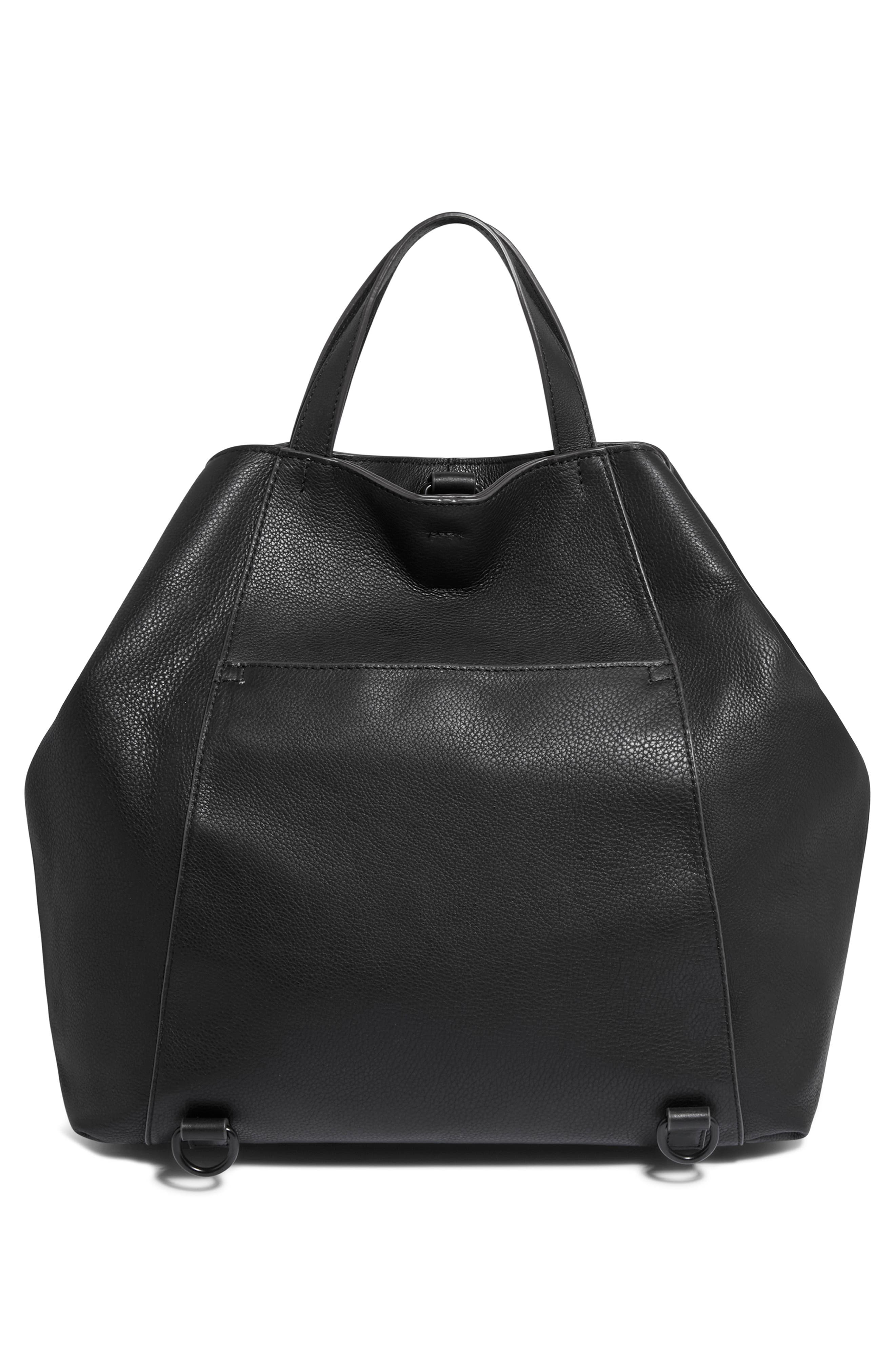 AIMEE Empire Convertible Leather Tote, Alternate, color, Black