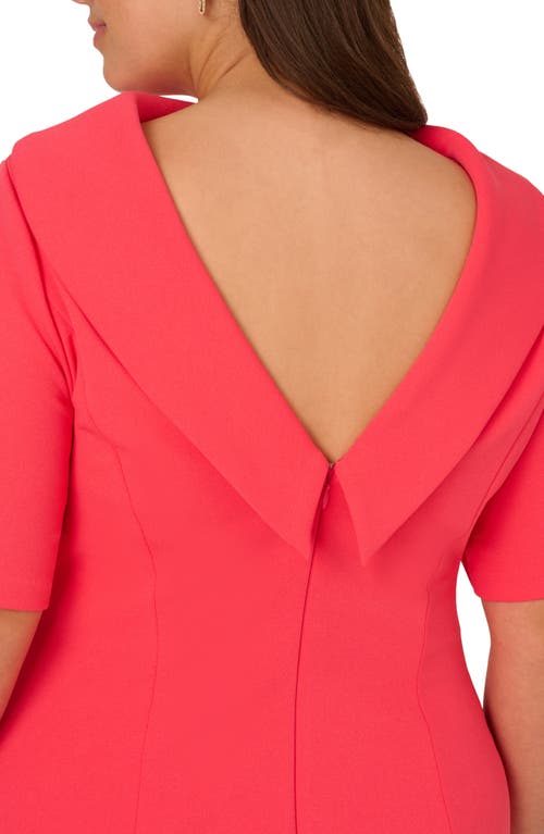 Adrianna Papell Foldover Neck V-back Sheath Dress In Beach Rose