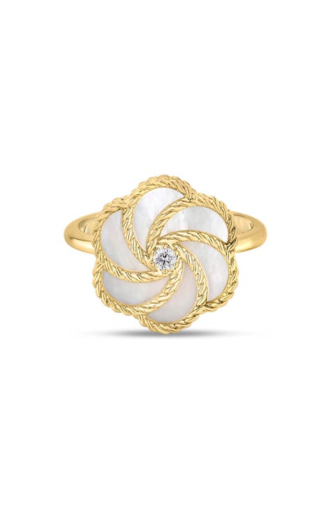 18K Yellow Gold Diamond & Mother-of-Pearl Rose Ring (Nordstrom Exclusive)