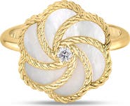 Roberto Coin 18K Yellow Gold Diamond & Mother-of-Pearl Rose Ring (Nordstrom Exclusive)