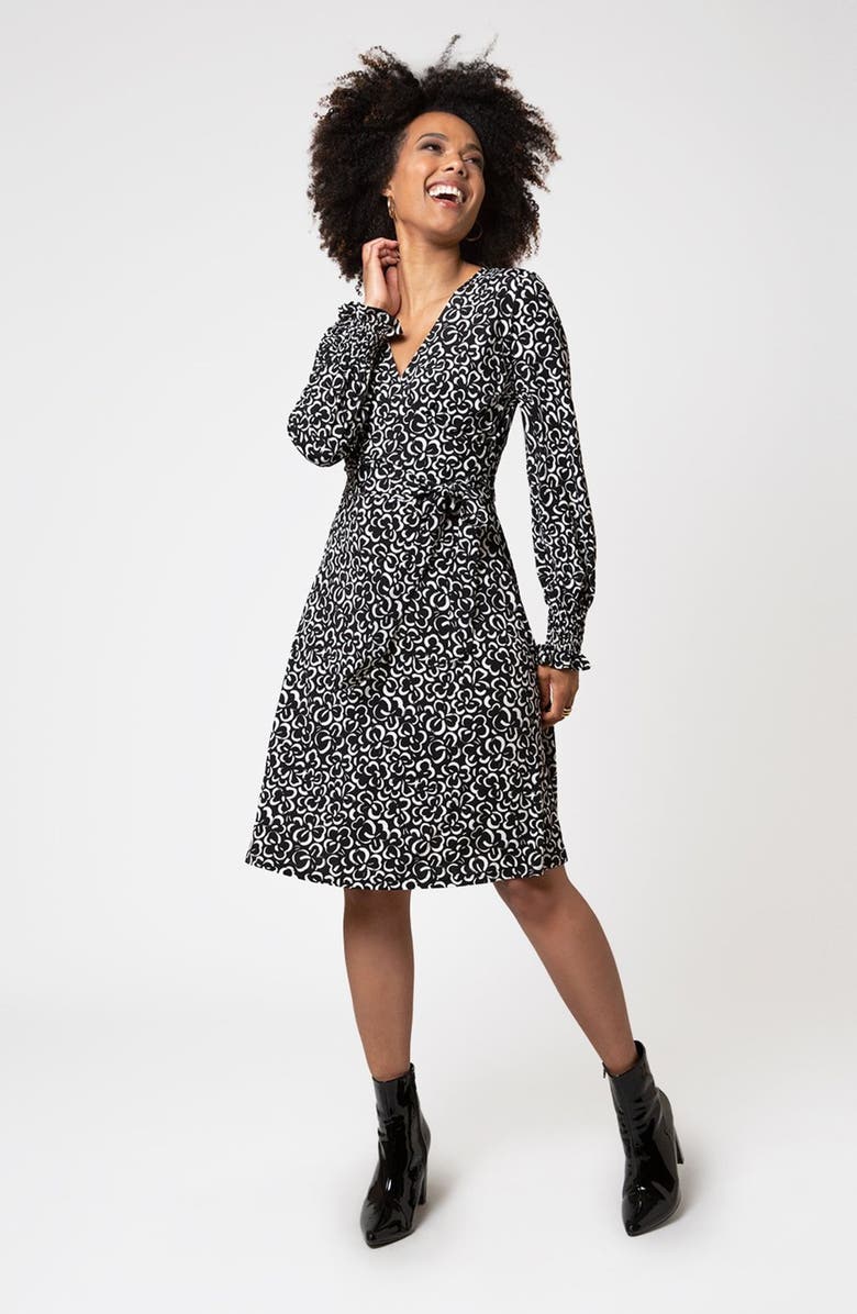 Leota Perfect Long Sleeve Wrap Midi Dress, Alternate, color,