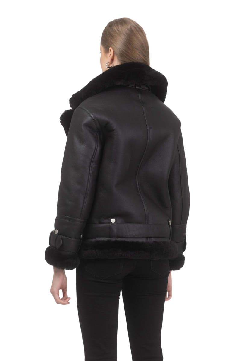 GORSKI Shearling Lamb Moto Zip Jacket, Alternate, color, Black