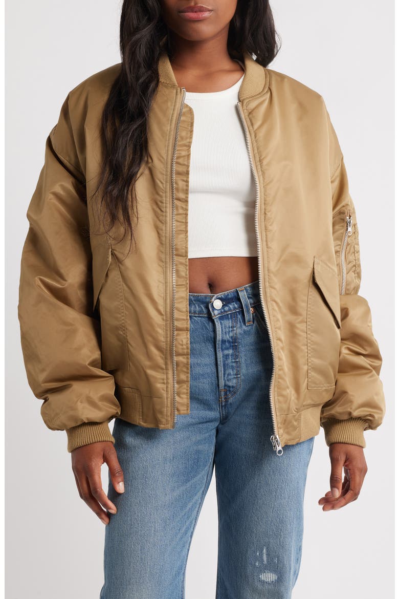 Bomber Jacket, Main, color, CAMEL MULTI