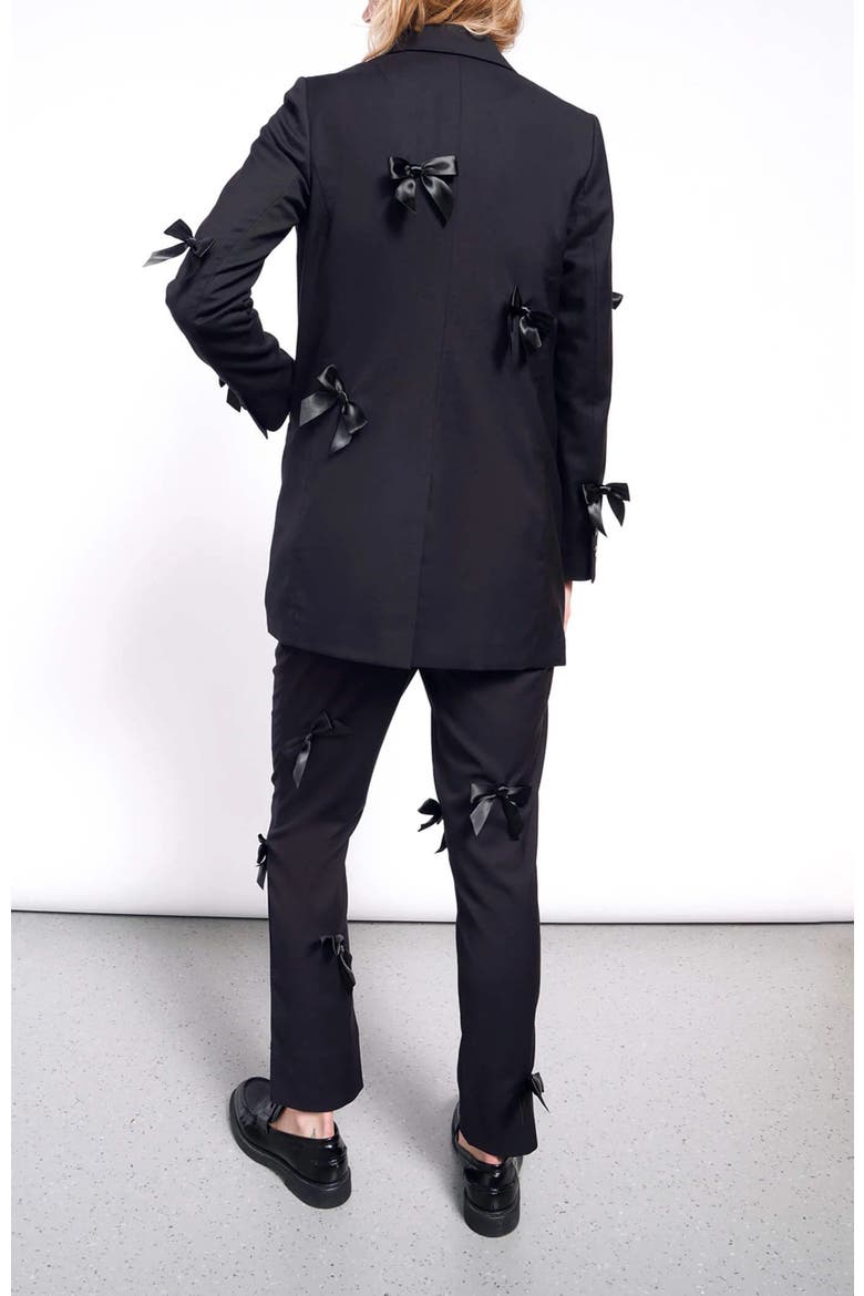 The Empower Bows Double Breasted Blazer, Alternate, color, BLACK