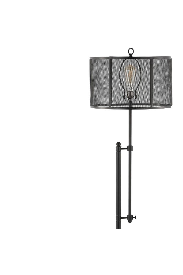 Noah Modern Industrial Iron Height-Adjustable LED Floor Lamp, Alternate, color, Charcoal/Black