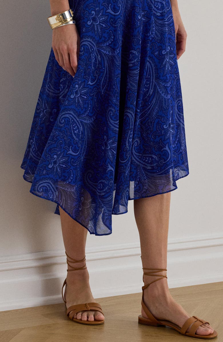 Lauren Ralph Lauren Paisley High Low Midi Skirt, Alternate, color, Blue/ Multi
