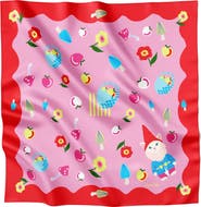 Centinelle Cat Garden Gnome  Silk Large Square Scarf