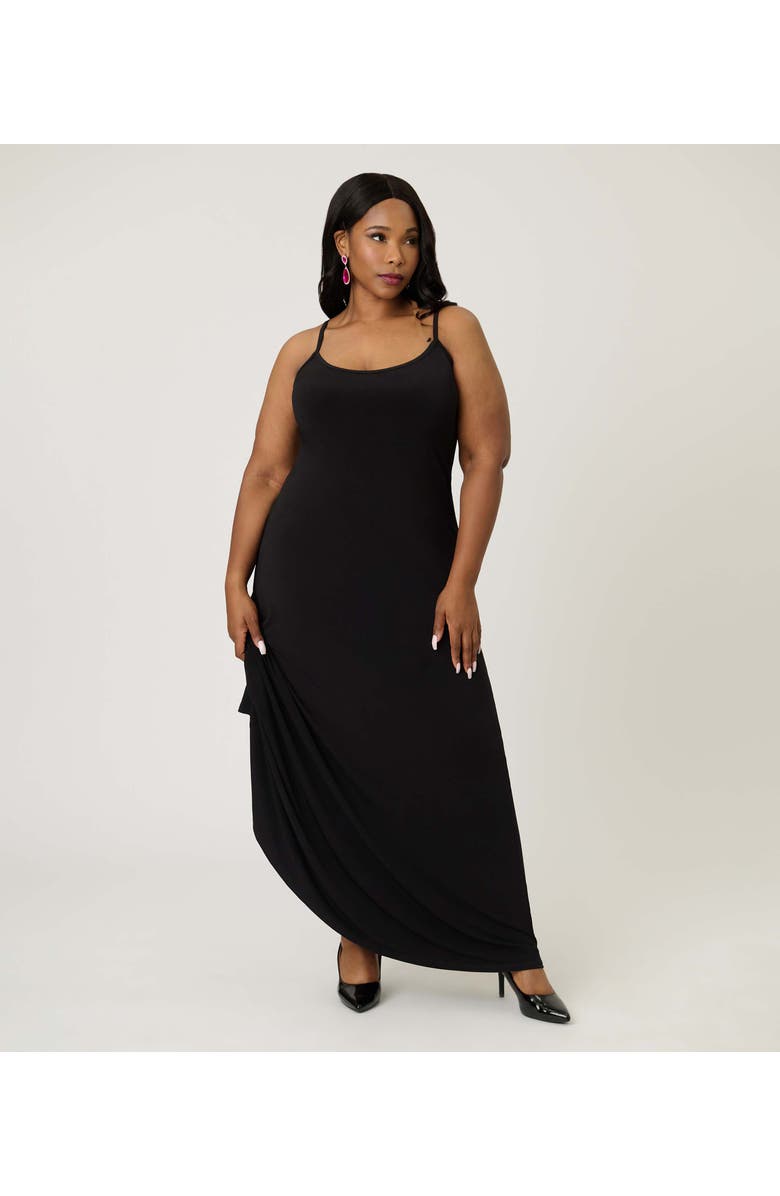 Smak Parlour Plus Size Cape Maxi Dress, Alternate, color, Black