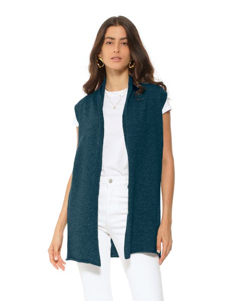 Pure Cashmere Sleeveless Long Open Front Cardigan