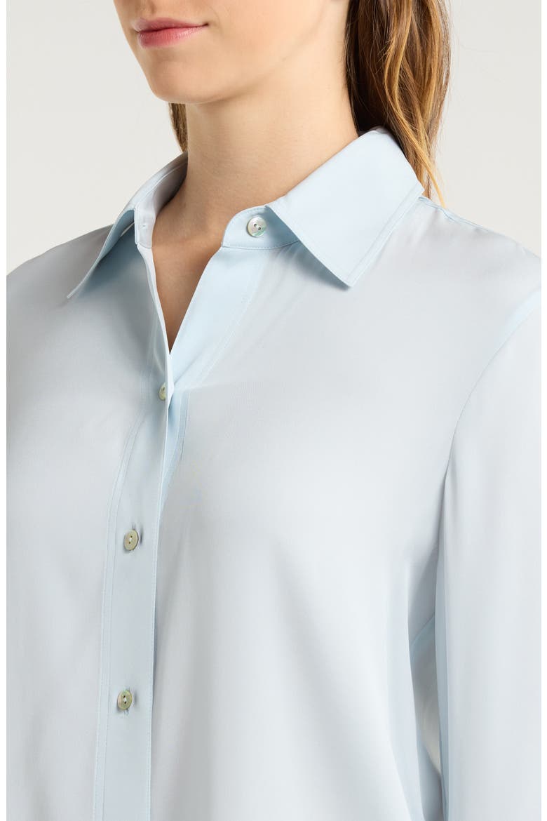 Stretch Silk Button-Up Shirt, Alternate, color, GLACIER