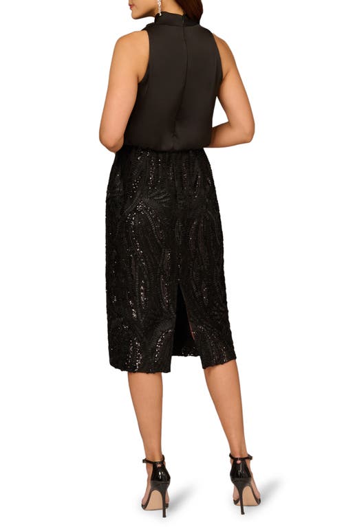 Aidan Mattox 3d Embroidered Sleeveless Cocktail Dress In Black