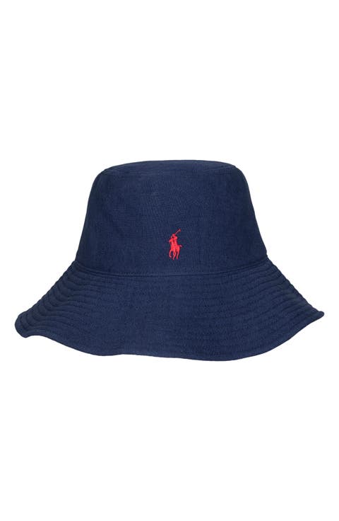 Embroidered Logo Linen Bucket Hat