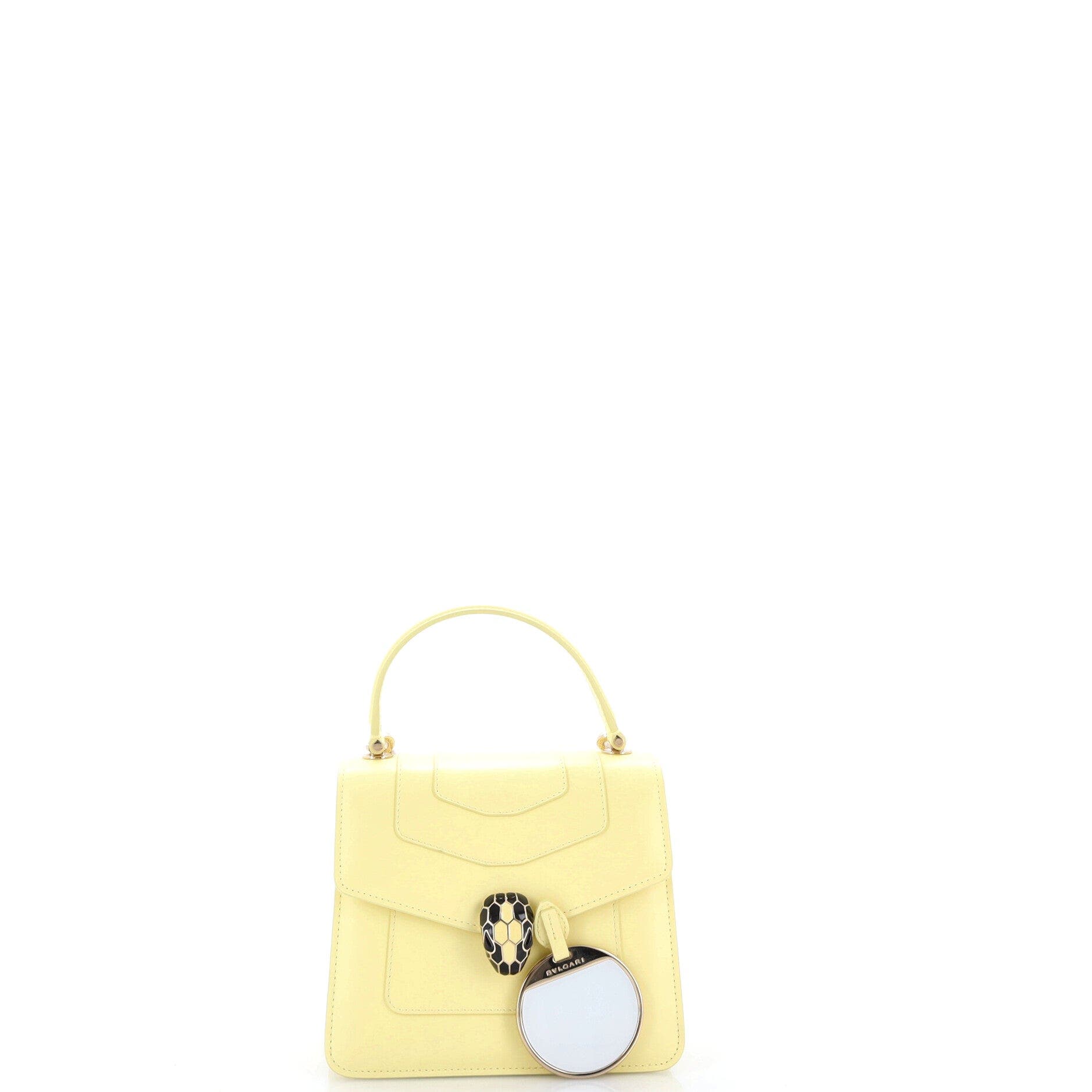Serpenti Forever Top Handle Bag Leather Small, Alternate, color, Yellow
