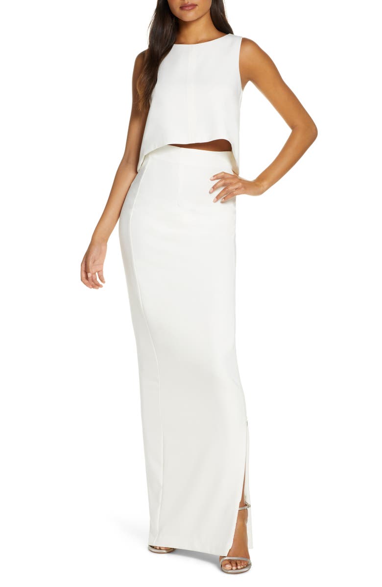 Black Halo Kacie Two-Piece Sleeveless Maxi Dress, Main, color,