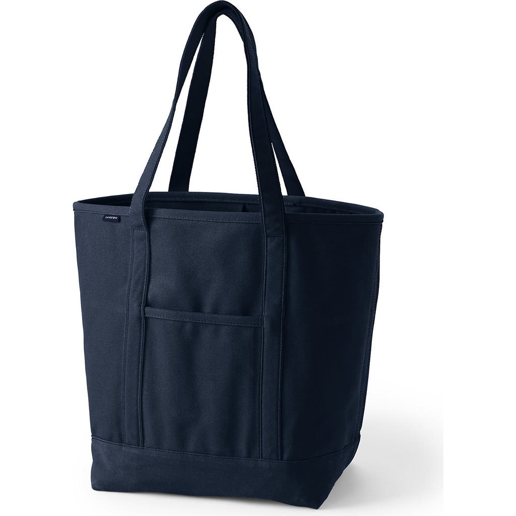 Lands' End Open Top Long Handle Canvas Tote Bag In Radiant Navy