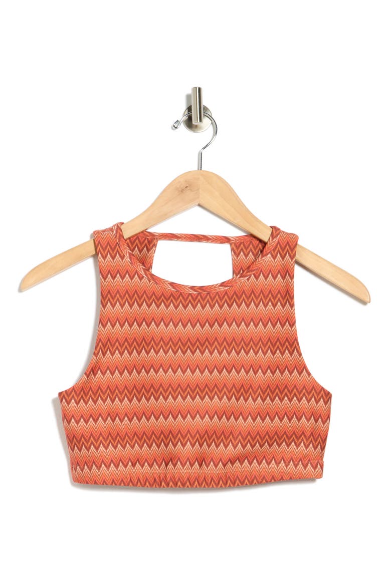 Open Back Activewear Bra, Alternate, color, PAPRIKA CHEVRON