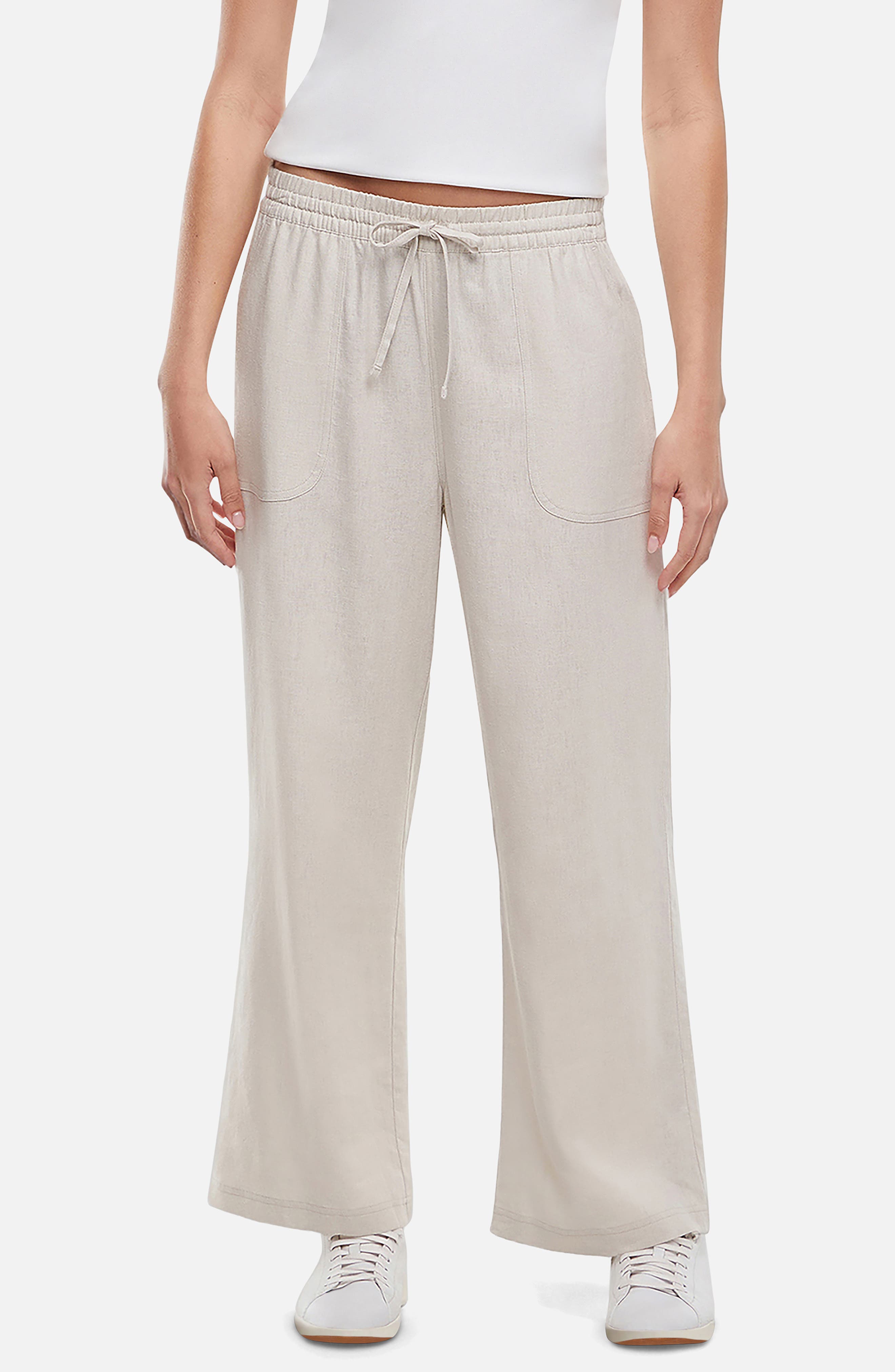 Drawstring Linen Blend Ankle Wide Leg Pants - image 5