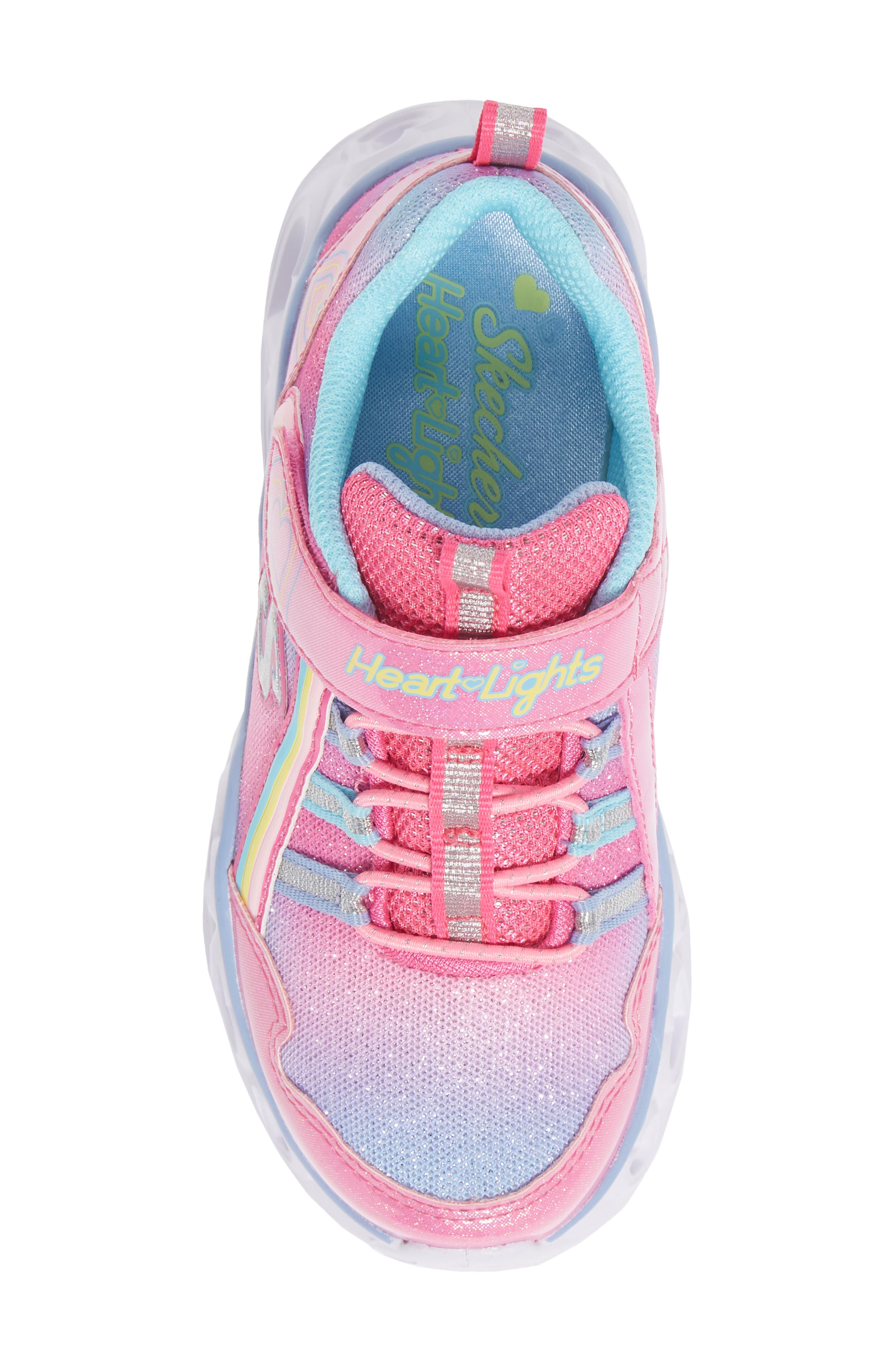 Heart Lights Rainbow Light-Up Sneaker, Alternate, color, PINK METALLIC