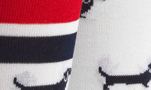 Shop Thom Browne 4-bar Hector Jacquard Crew Socks In White