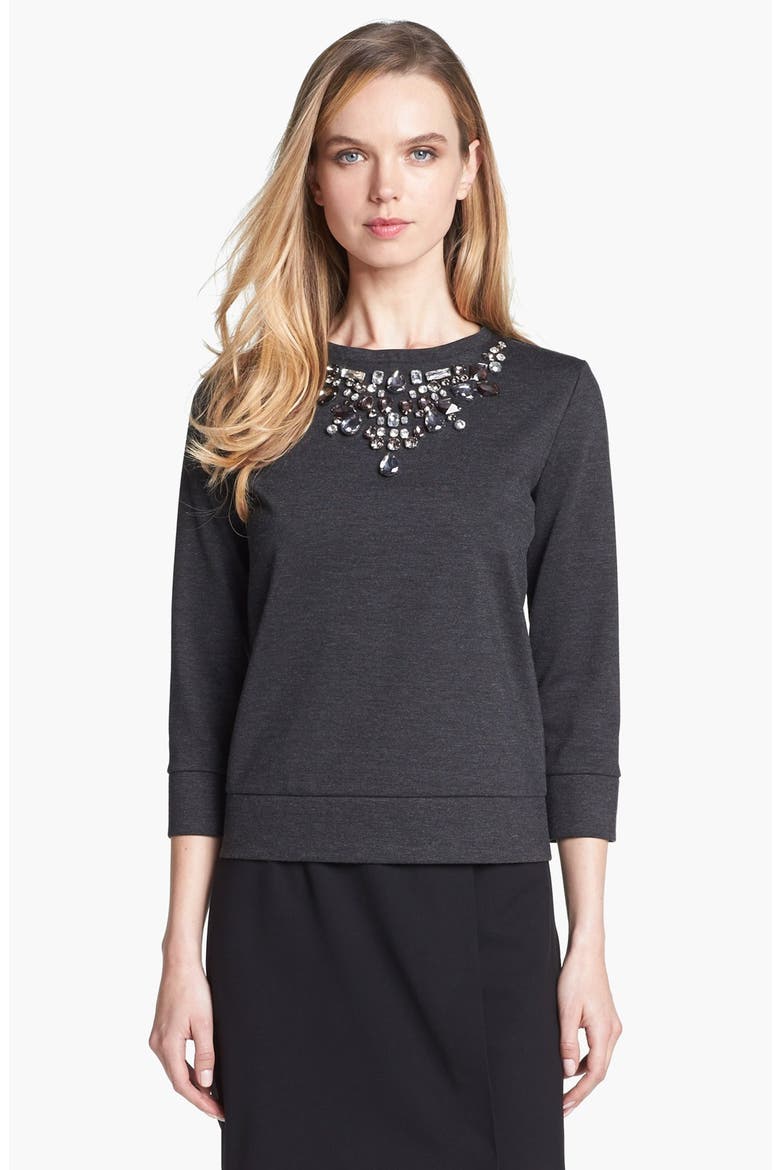 Ponte Knit Top, Alternate, color, DARK HEATHER GREY