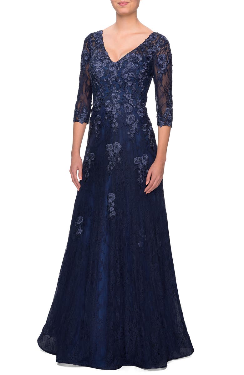 La Femme Embroidered Lace Gown, Alternate, color, 