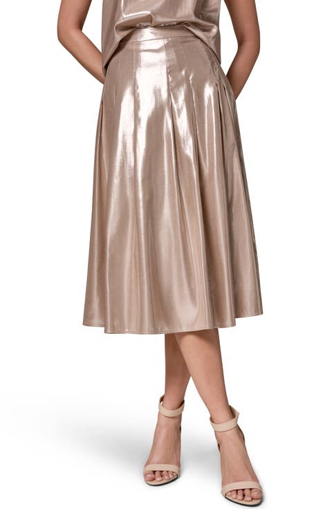 Shine Pleated Midi Skirt