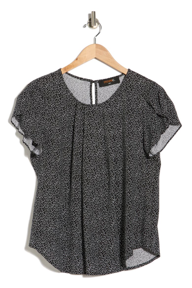 Dot Print Top, Alternate, color, BLACK