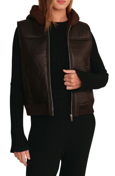 Brad Hooded Faux Shearling Vest