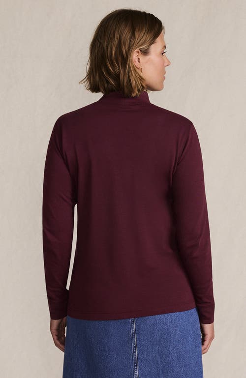 Lands' End Relaxed Cotton Long Sleeve Mock Turtleneck In Purple