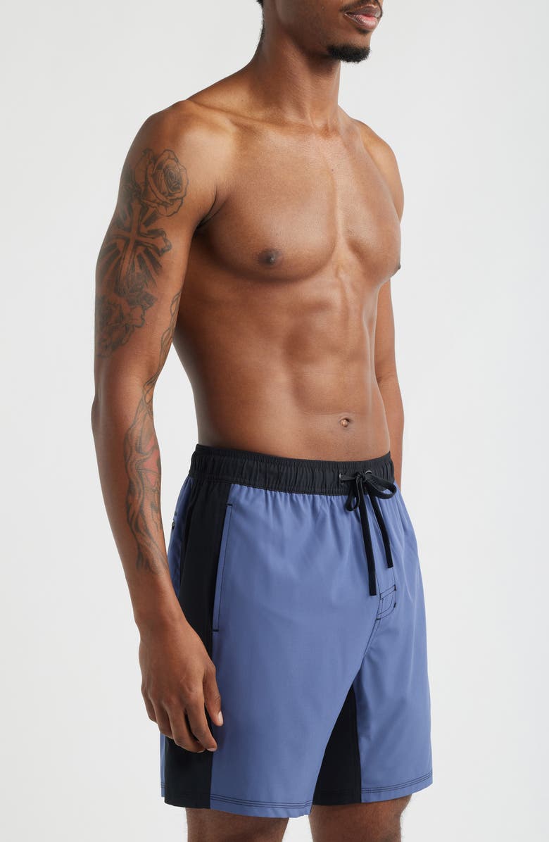 SANTO STUDIO Tempo Wordmark Performance Drawstring Shorts, Alternate, color, Blue