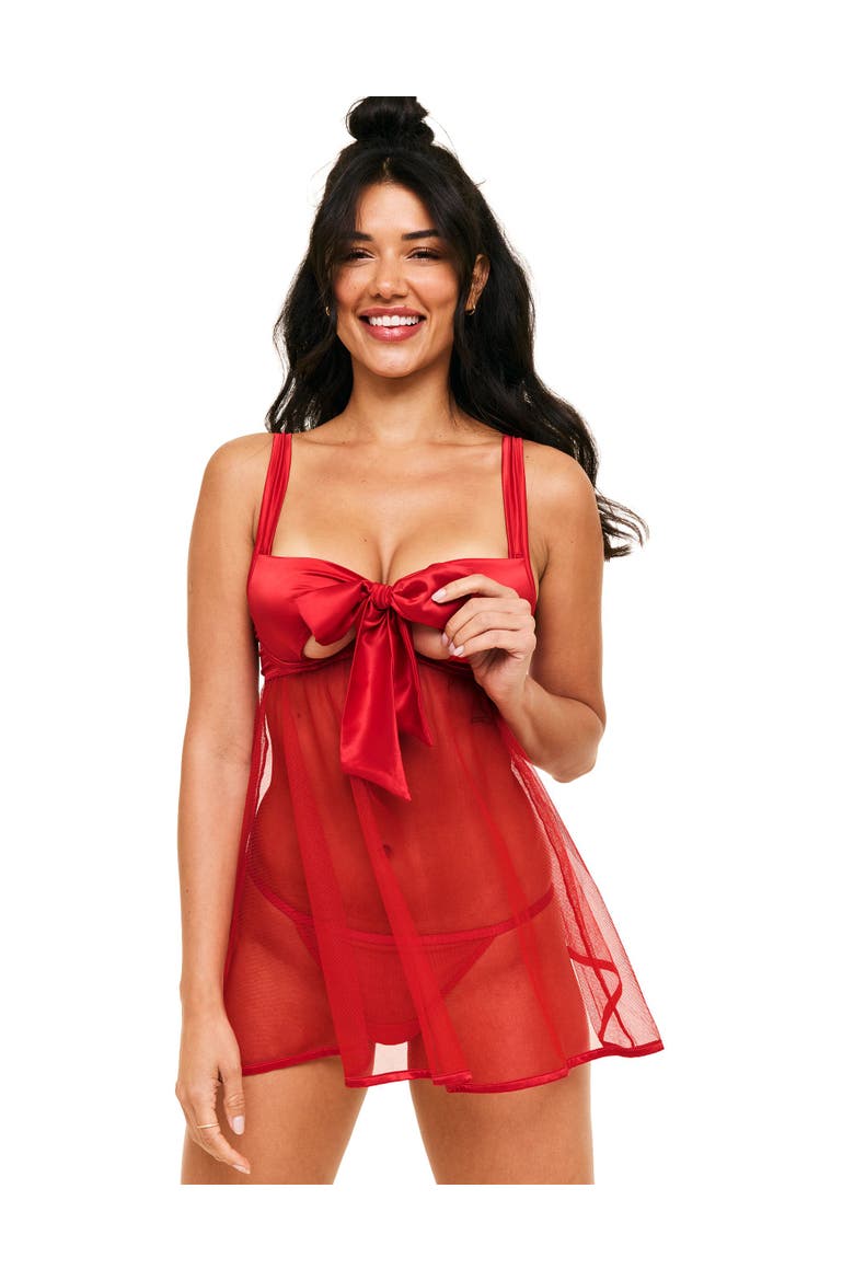 Bessima Babydoll & G-String Set Lingerie, Alternate, color, Dark red