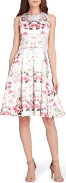 Tahari Micado Floral Print Fit & Flare Dress