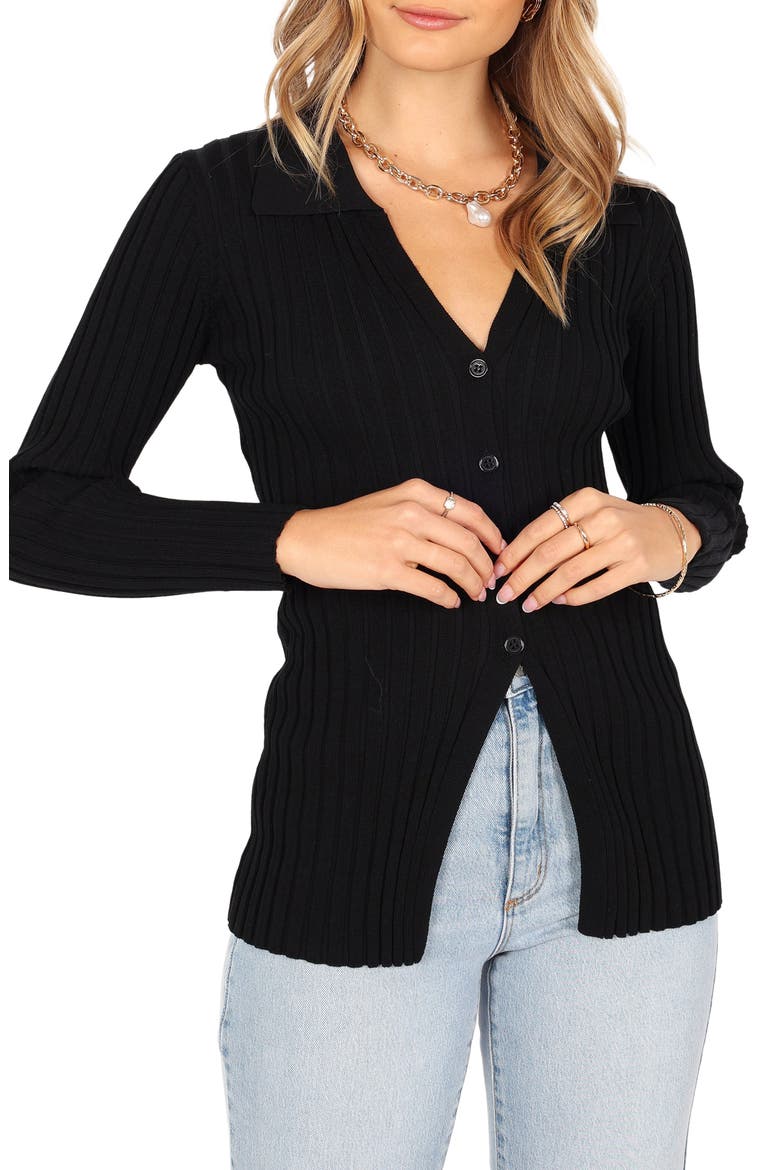 Samara Rib Cardigan, Alternate, color, BLACK