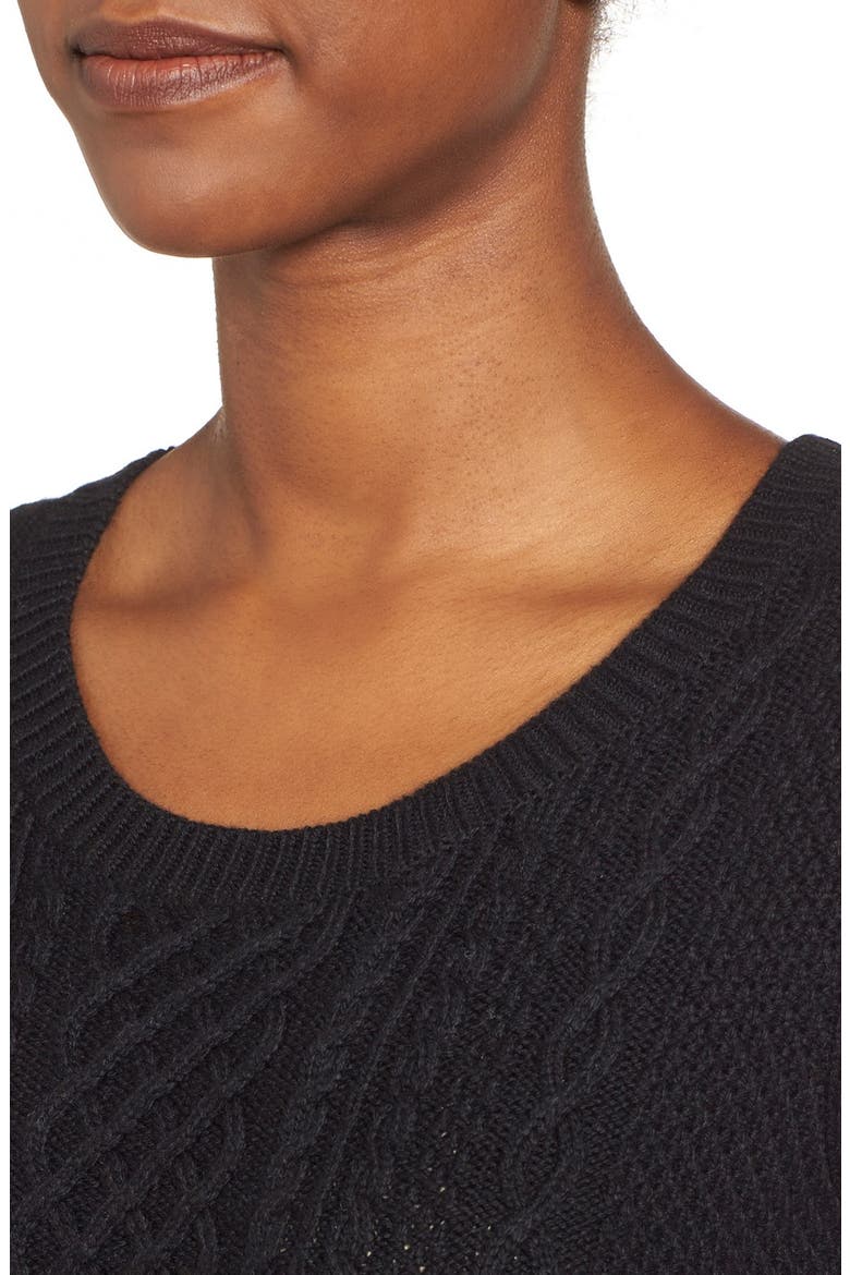 Cable Knit Sweater Dress, Alternate, color, BLACK