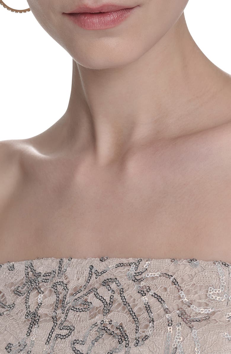 Eliza J Bow Sequin Off the Shoulder Mermaid Gown, Alternate, color,