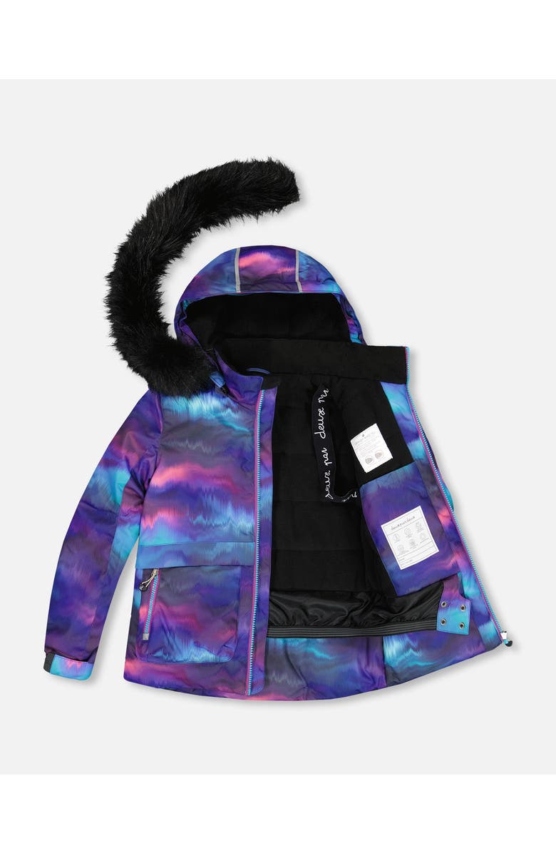Deux par Deux Girl's Two Piece Snowsuit Printed Aurora Borealis And Purple, Alternate, color,