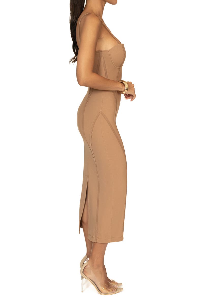 JLUXLABEL Escape Corset Mesh Midi Dress, Alternate, color, 