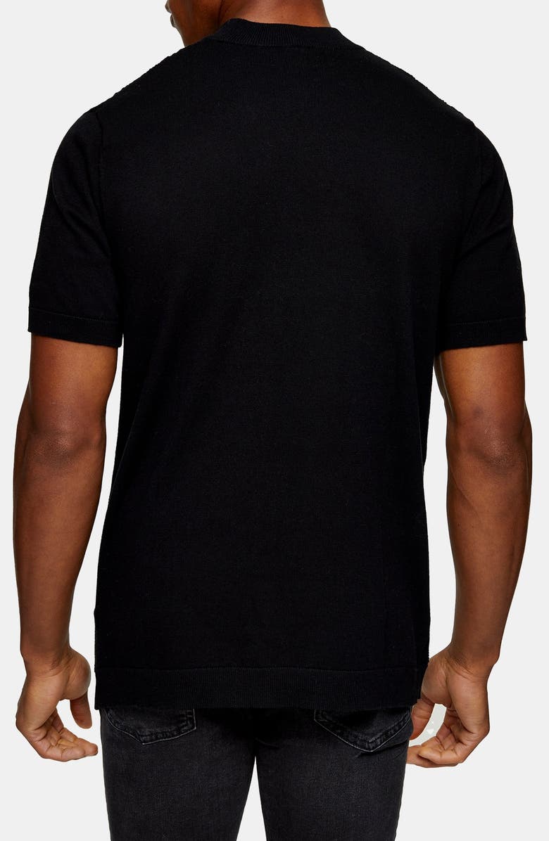 Topman Stitch Mock Neck Short Sleeve Sweater, Alternate, color, 