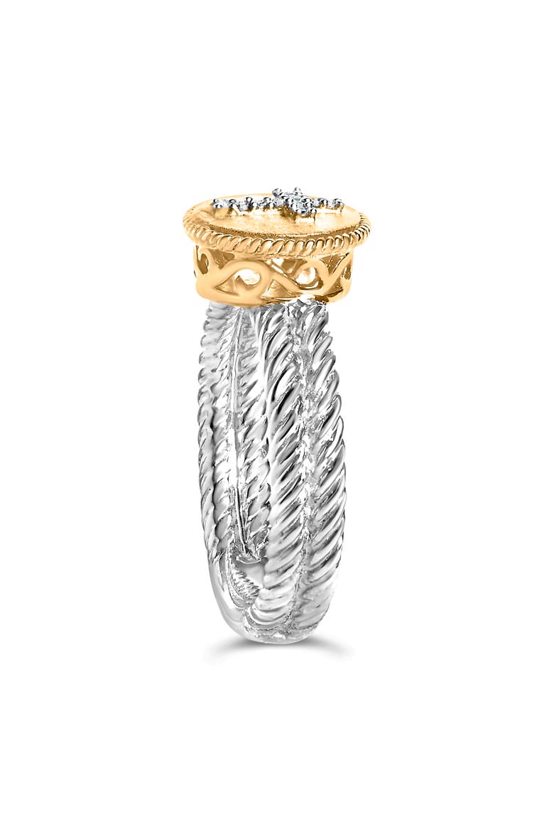 Silver Diamond Cross Ring with Satin Finish, Alternate, color, Yellow