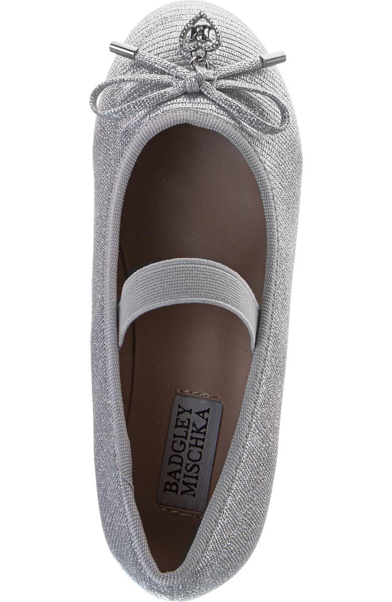 BADGLEY MISCHKA Dress Shoes for Girls Elegant Glitter Finish Classic Formal, Alternate, color, Silver